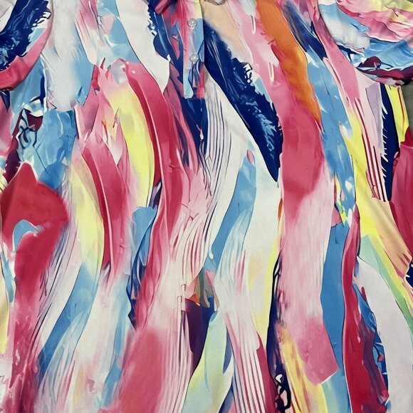 Acegolfs Polo Shirt Womens XL Multicolor Abstract Golf Stretch Short Sleeve - Picture 4 of 9